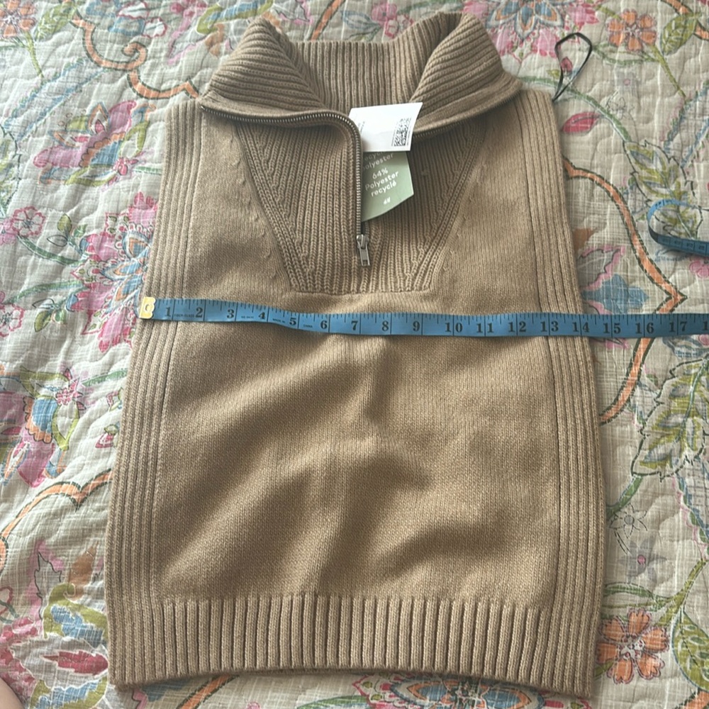 Brand new with tag light brown Mock collared sweater/ scarf - wool blend